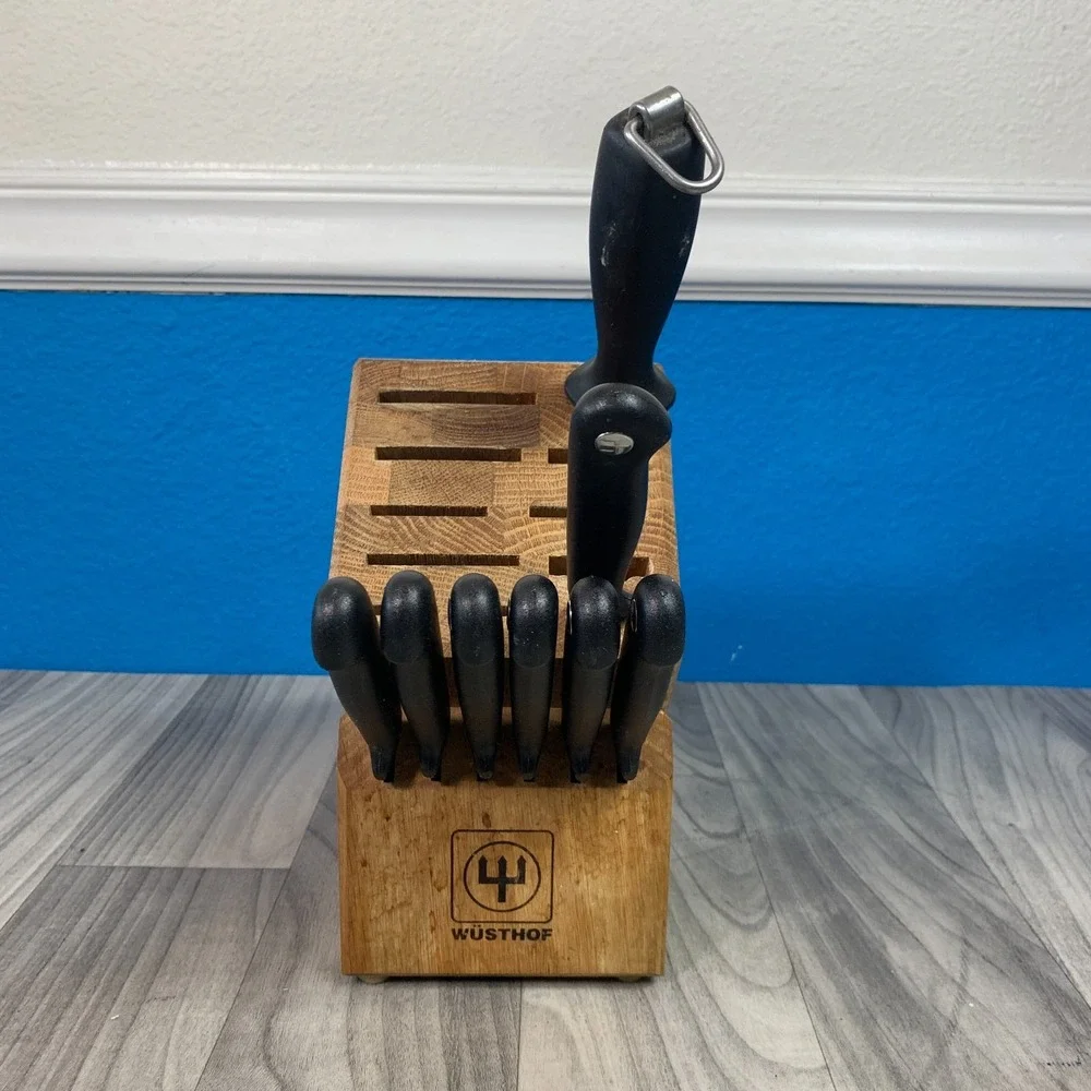 Wüsthof 7-Piece Steak Knife PARTIAL Set with Wooden Storage Block & Sharpener